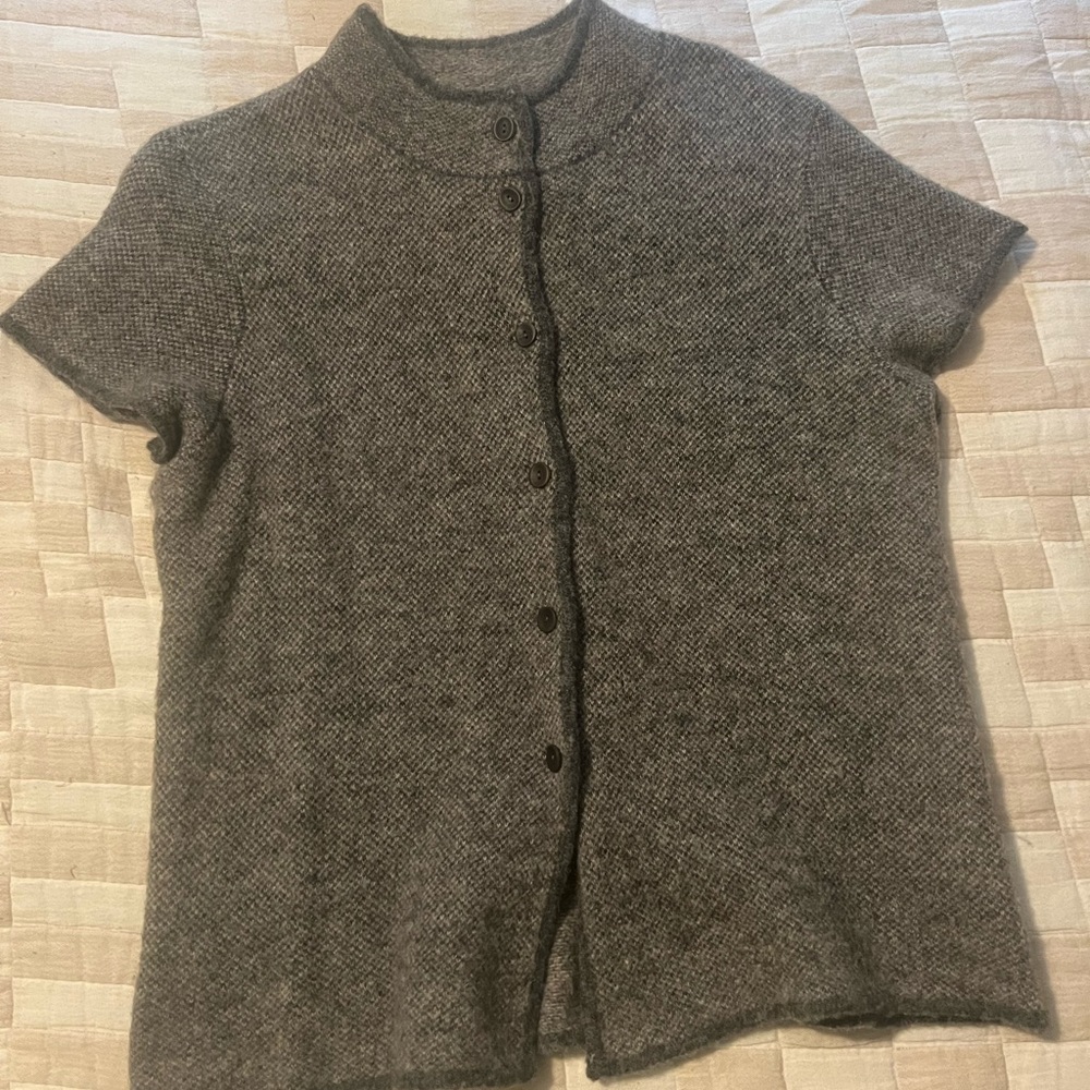 Eileen Fisher Grey Wool Alpaca Short Sleeve Sweater